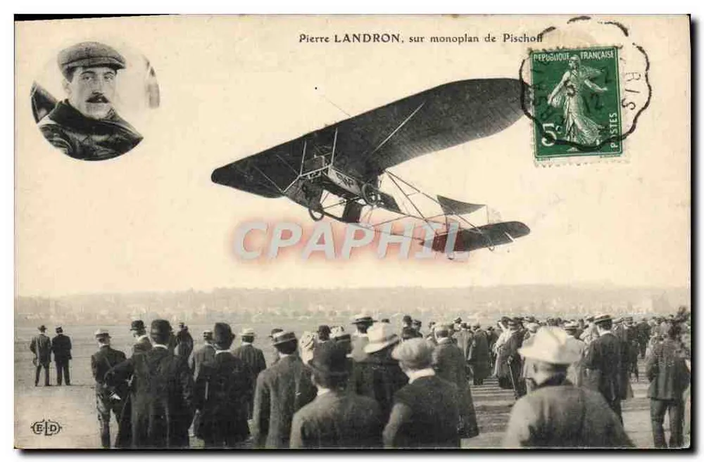 Pierre LANDRON, auf einem Pischhoff-Monoplan — Ausgabe ELD — Seriennummer nicht sichtbar - Vorderseite