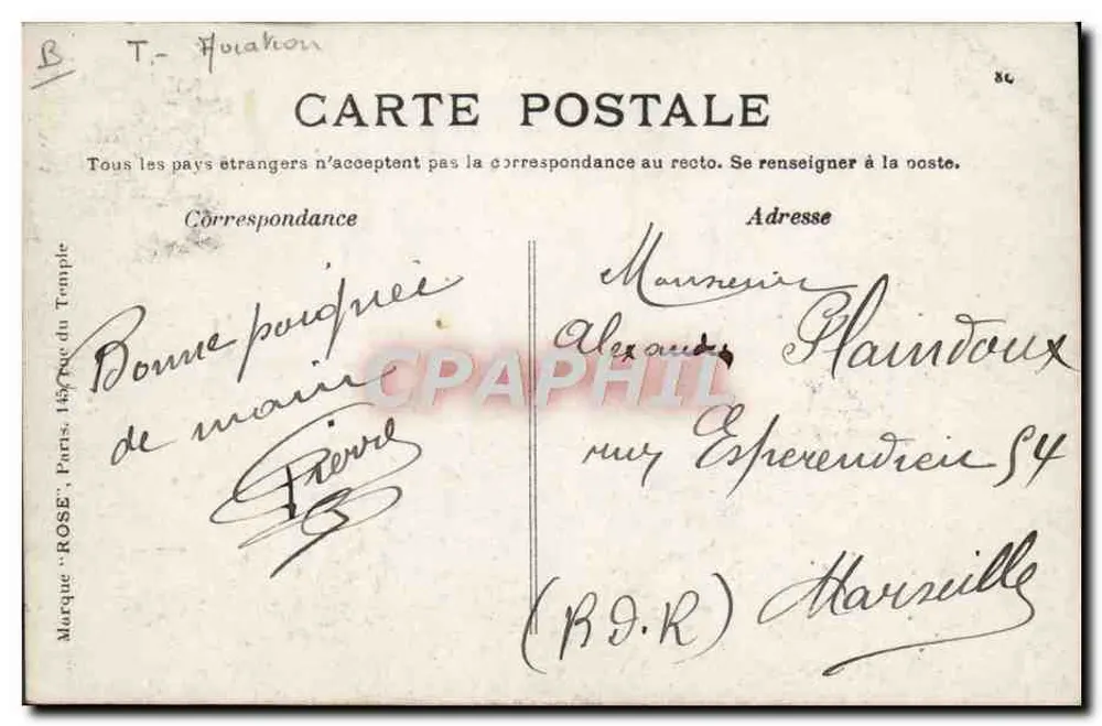 Hubert Latham in seinem Monoplan "Antoinette" — Luftfahrt — Verlag Rose, n°36 - Rückseite