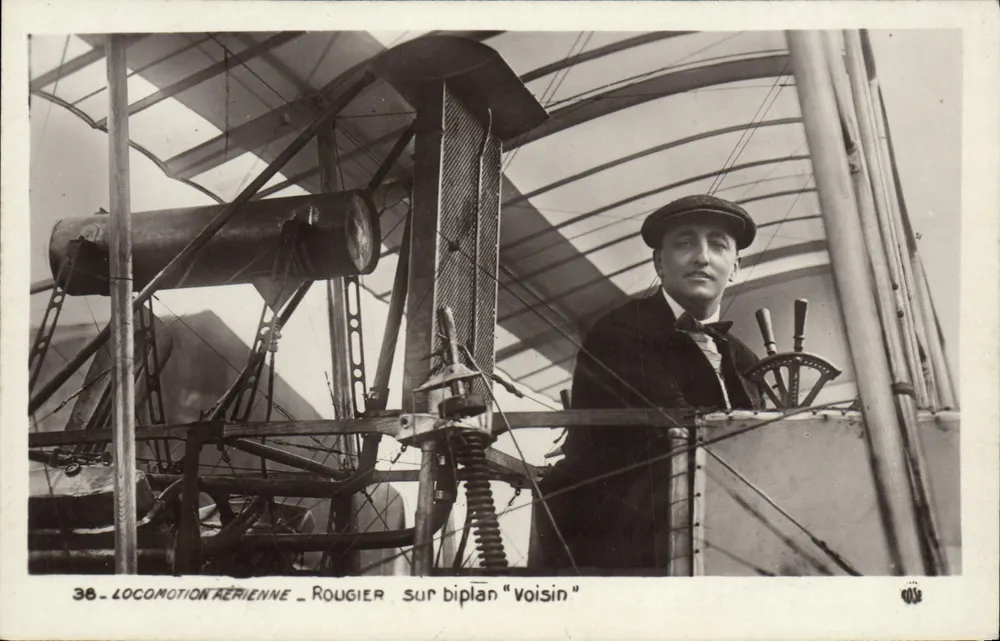 Luftfahrt - Rougier auf dem Biplan "Voisin" - Vorderseite
