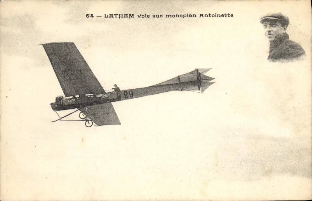 Latham fliegt auf einem Antoinette-Monoplan — Serie 64 — Verlag S.R.A. - Vorderseite