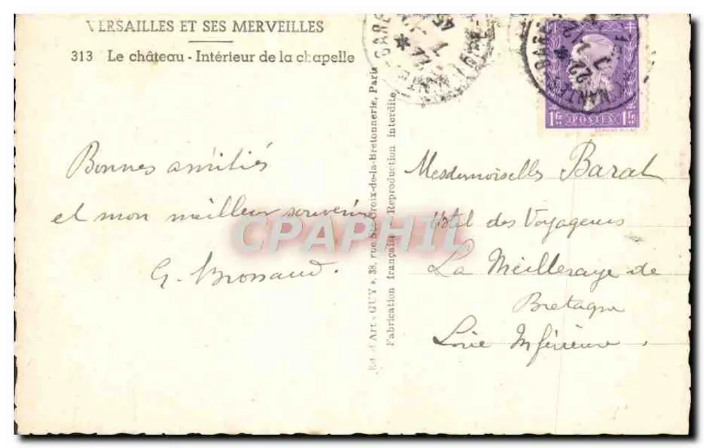 Versailles und seine Wunder — Das Schloss - Innenraum der Kapelle — Art-Guy, Paris - Rückseite