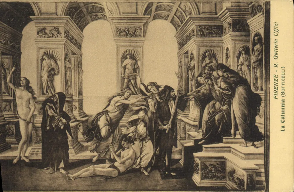 Die Verleumdung (Botticelli) — Galerie der Uffizi — Florenz - Vorderseite