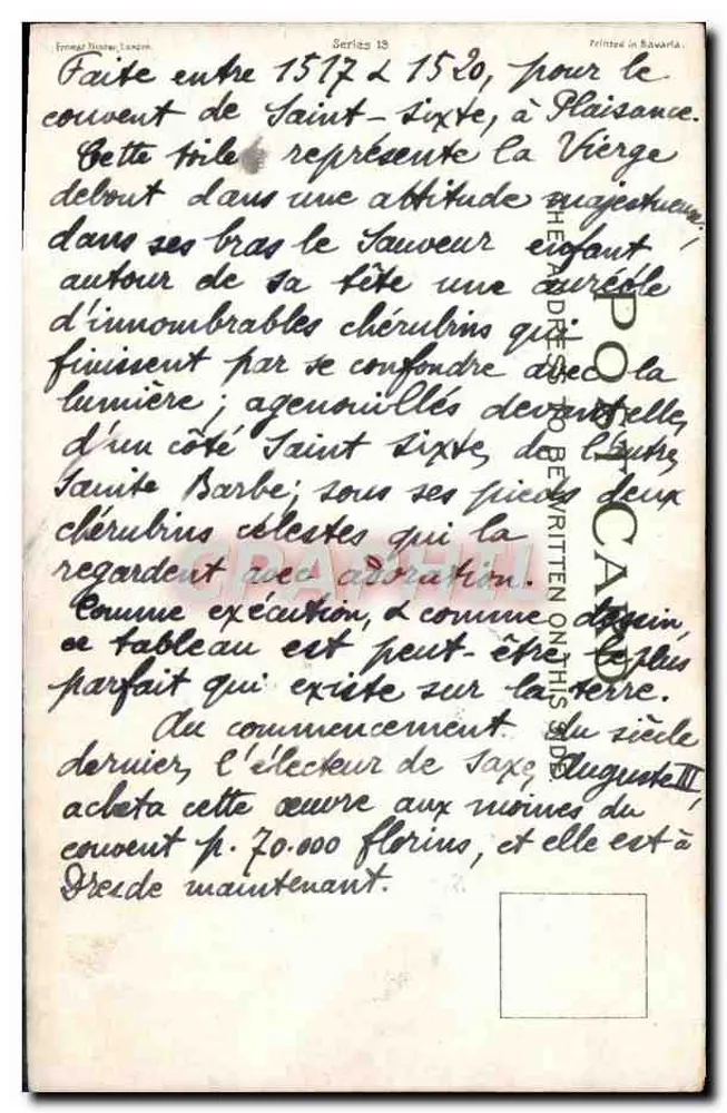 Virgem com o Menino — Raffaello Sanzio — Galeria Real, Dresden - Verso