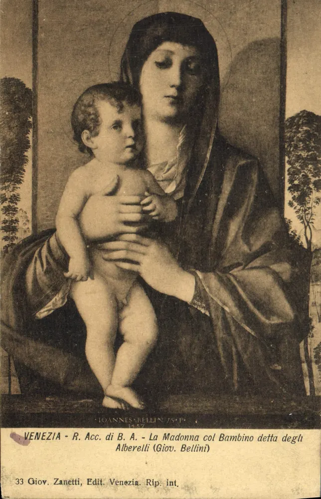 Venedig - R. Acc. di B. A. - Die Madonna mit dem Kind genannt degli Alberelli (Giov. Bellini) — Zanetti, Venedig, Nr. 33 - Vorderseite