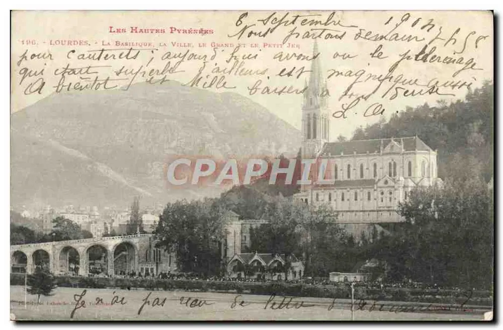 Lourdes — A Basílica, a Cidade, o Grande e o Pequeno Jesus — Editor: Lallech das Três Pirineus, n° 496 - Frente