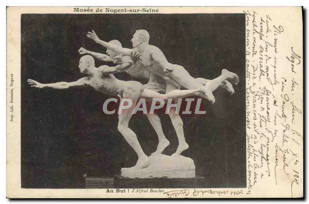 Museum von Nogent-sur-Seine — Skulptur 'Au But' von Alfred Boucher — Imp. Lab. Boisaint, Nogent - Vorderseite