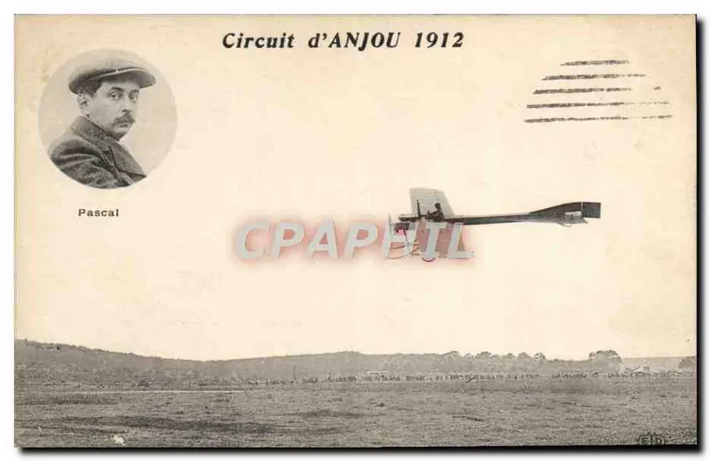 Circuito de ANJOU 1912 — aviador Pascal — editor não identificado - Frente