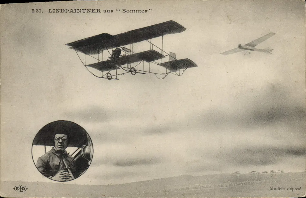 Lindpaintner sur "Sommer" — aviateur en biplan et monoplan, éditeur E.P.D. n° 231 - Frente