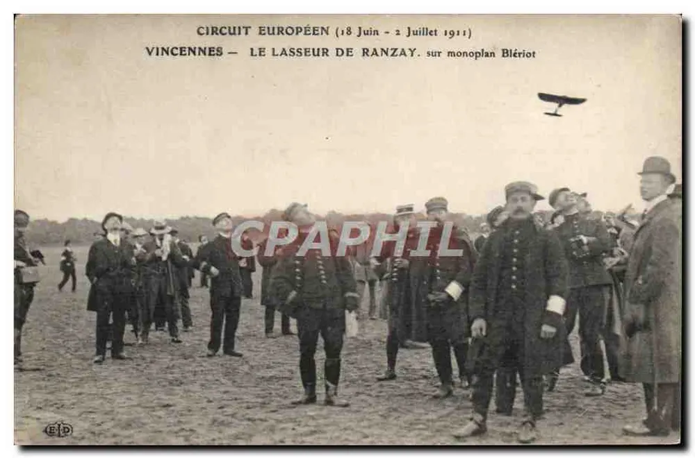 Vincennes — Le Lasseur de Ranzay auf Monoplan Blériot — Europäischer Rundkurs (18. Juni - 2. Juli 1911) - Vorderseite