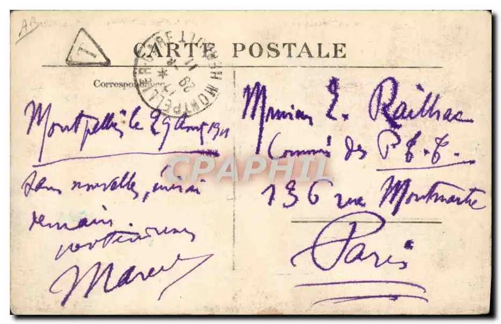 El aviador Divetain sobre biplaza Goupy — n°129 — F.F. PARIS - Reverso