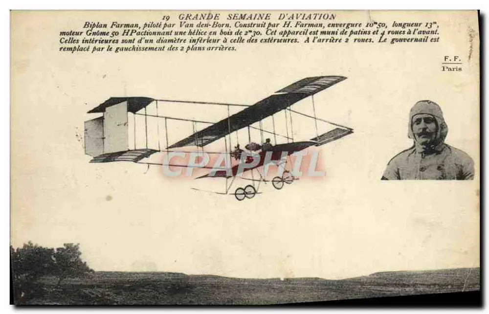 Doppeldecker Farman — Grande Semaine d'Aviation — F.F. Paris - Vorderseite
