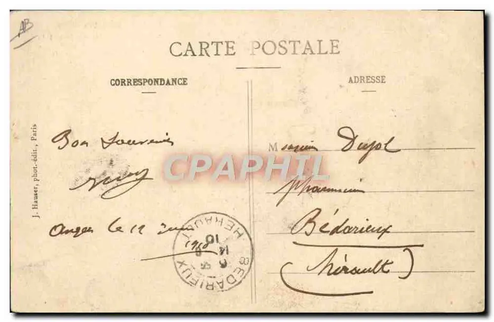 O Monoplan BLÉRIOT VIII bis — avião — J. Hauser, fot.-edit., Paris - Verso