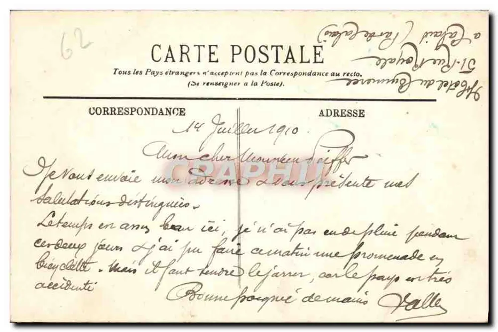 Calais — Die Straße der Zitadelle und der Glockenturm — LL. - Rückseite