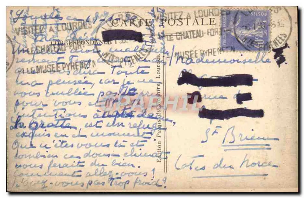 LOURDES — Visão geral da Basílica — Edição Paris - Verso