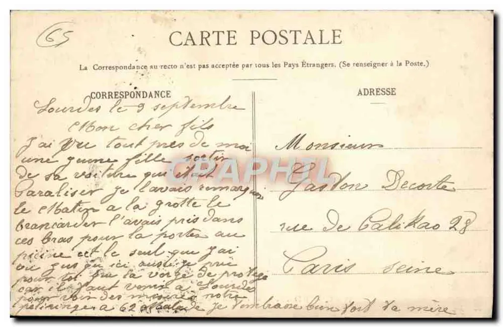 Lourdes — A Processão do Santo Sacramento — Os Pirineus, editor L.S. n°52 - Verso
