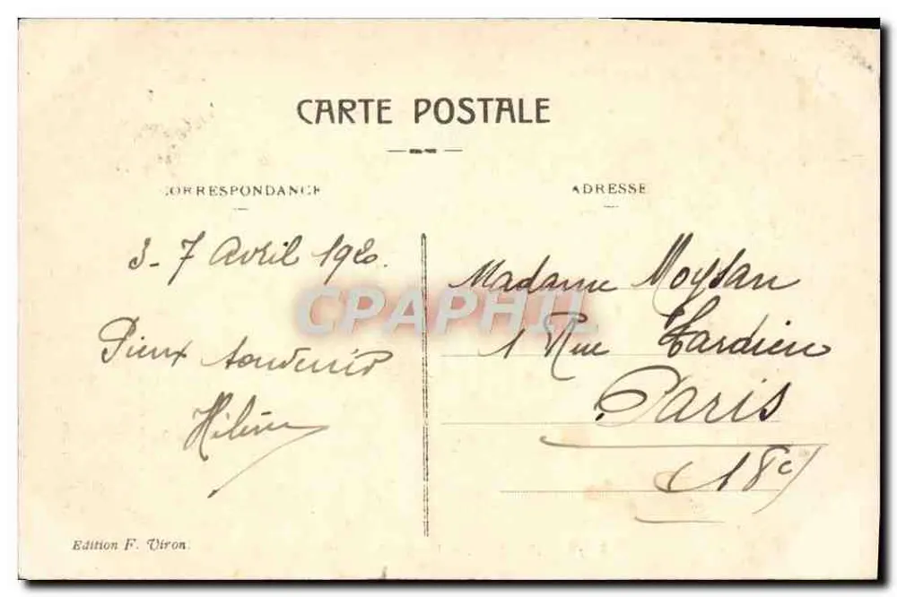 Lourdes - Visão da Gruta — Edição F. Viron, n° 35 - Verso