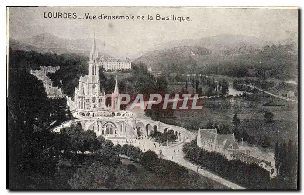Lourdes — Visão geral da Basílica — Edição Palais du Rosaire - Frente