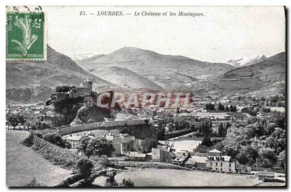 Lourdes — Schloss und Berge — Antike Ansichtskarte n°15 - Vorderseite