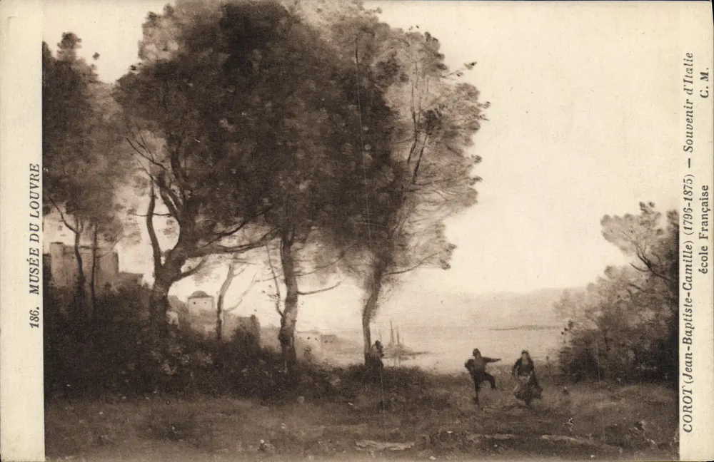 Waldlandschaft — Erinnerung an Italien — Jean-Baptiste-Camille Corot (1796-1875) — französische Schule - Vorderseite