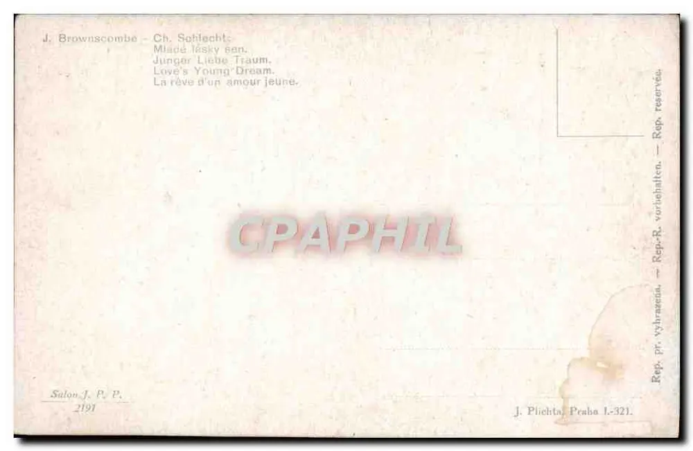 Junges Liebes Traum — Love's Young Dream — Salon J. P. P., n°2191 - Verso