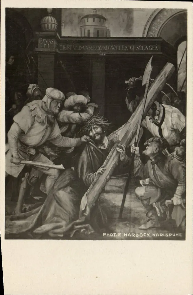 Cristo carregando a cruz — cena do Evangelho — Fot. E. Hardock, Karlsruhe - Frente
