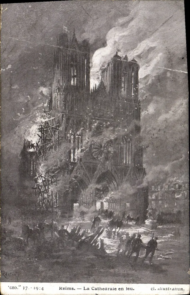 Reims — A Catedral em Chamas. — Ilustração, n° 37, 1914 - Frente