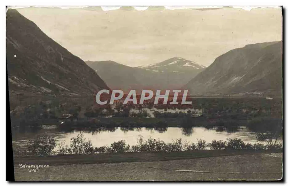 Selsmyrene — widok jeziora i gór — wydawca Selsmyrene, nr 9 - Awers