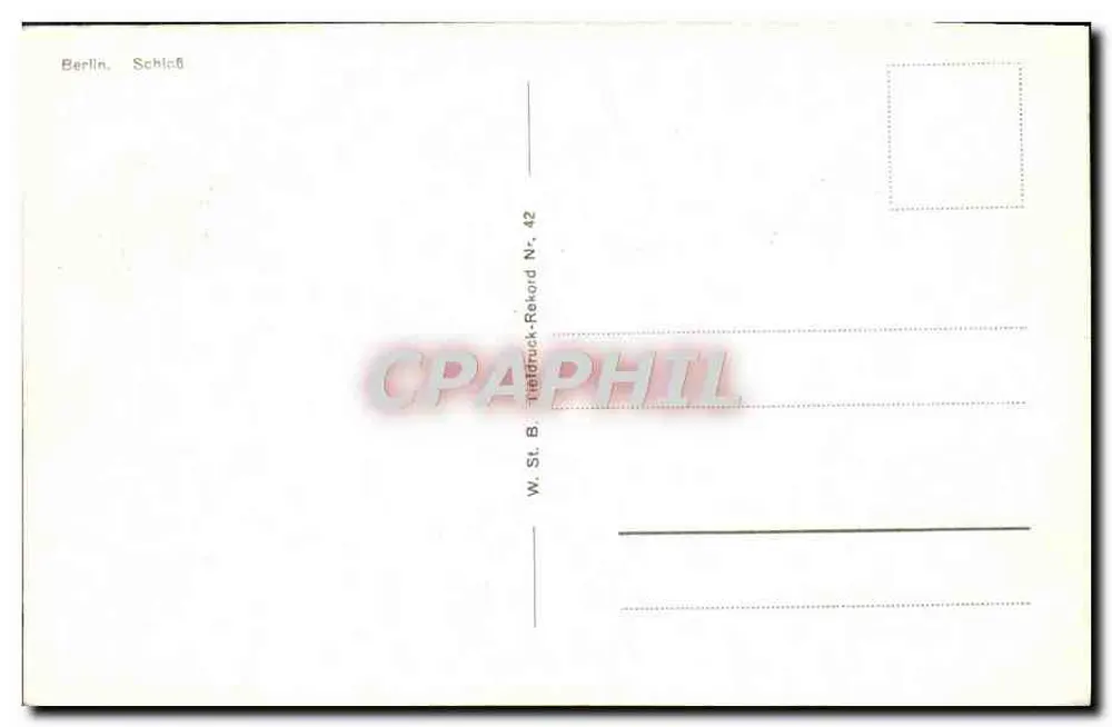 Berlim — Castelo — W. St. B. Tiefdruck-Rekord Nr. 42 - Verso