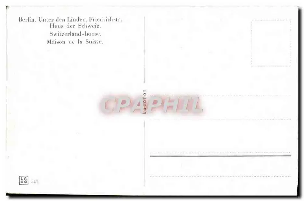 Berlin - Haus der Schweiz — Verlag LA CO, Nr. 341 - Rückseite