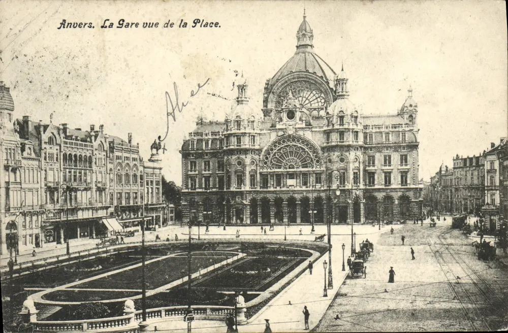 Anvers. La Stazione vista dalla Piazza. — Editore sconosciuto, numero di serie non visibile. - Recto