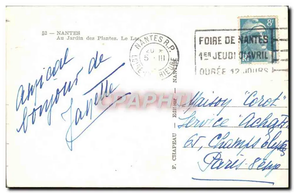 Jardin des Plantes — Le Lac — Verlag Roosy, n°52 - Rückseite