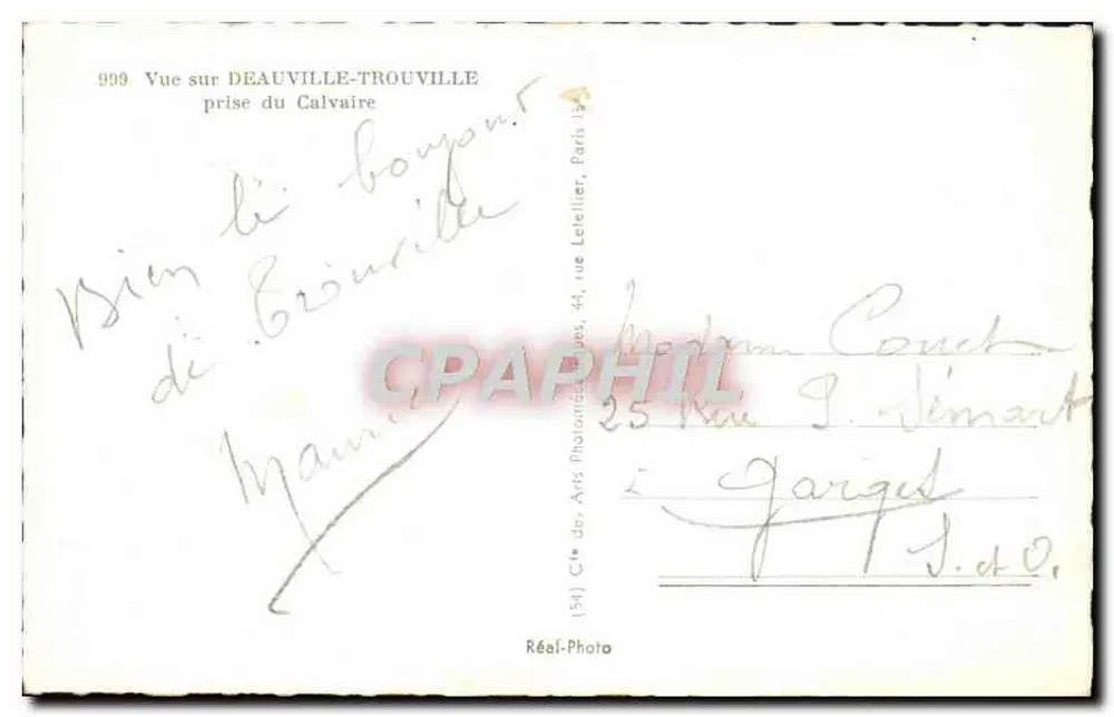 Ausblick auf Deauville-Trouville — Ausblick vom Calvaire — Réal-Photo, Paris - Rückseite
