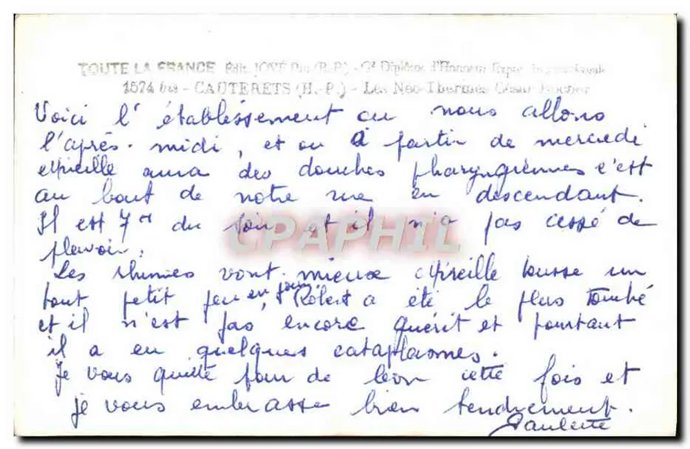 Les Neo-Iberques - Cauterets — Ed. JOVÉ (R.P.) - 1574 bis - Verso