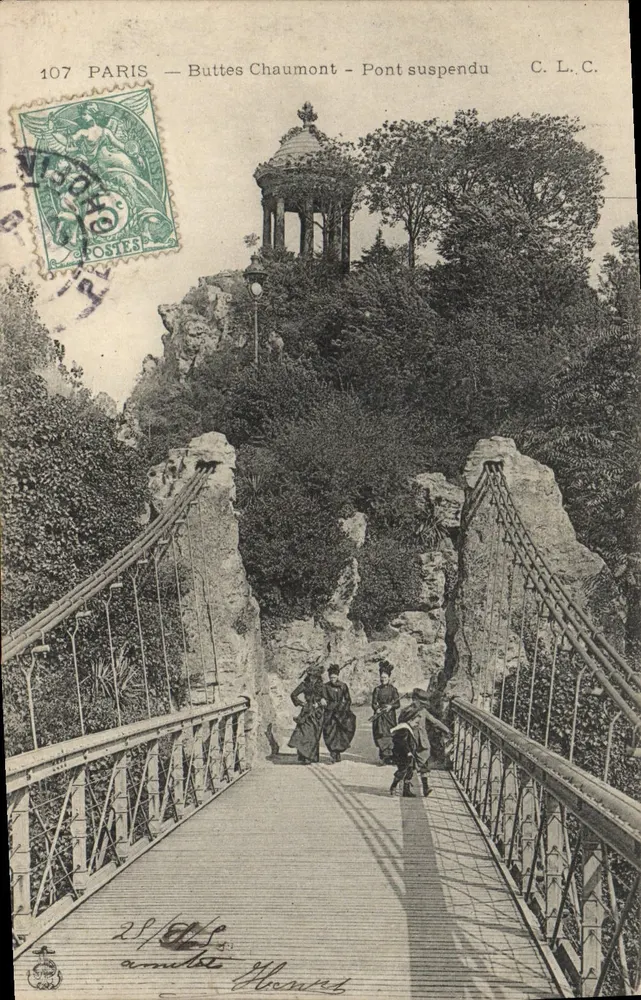 París — Buttes Chaumont — Puente colgante — C.L.C. — n°107 - Anverso