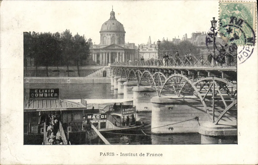 Paris - Institut Frankreich — Ansicht des Brückens und Boote auf der Seine — unbekannter Verleger, Seriennummer nicht sichtbar - Vorderseite