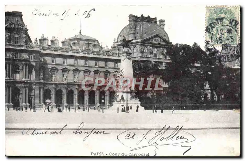 Paryż — Kwatera Carrousel — wydawca A. J. Holleu, numer serii nie widoczny - Awers