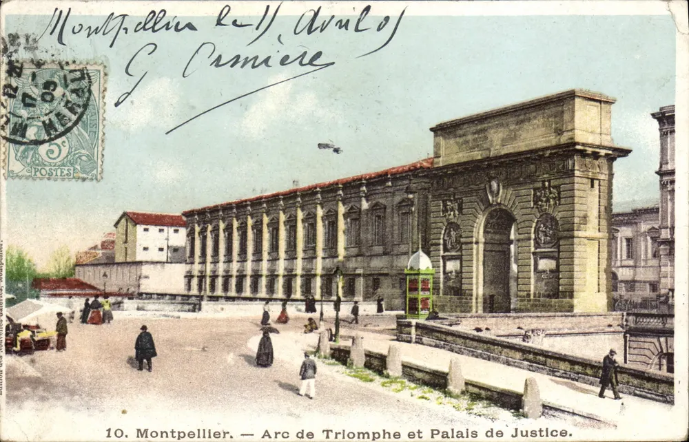 Montpellier — Arco do Triunfo e Palácio de Justiça — editor não identificado, número de série 10 - Frente