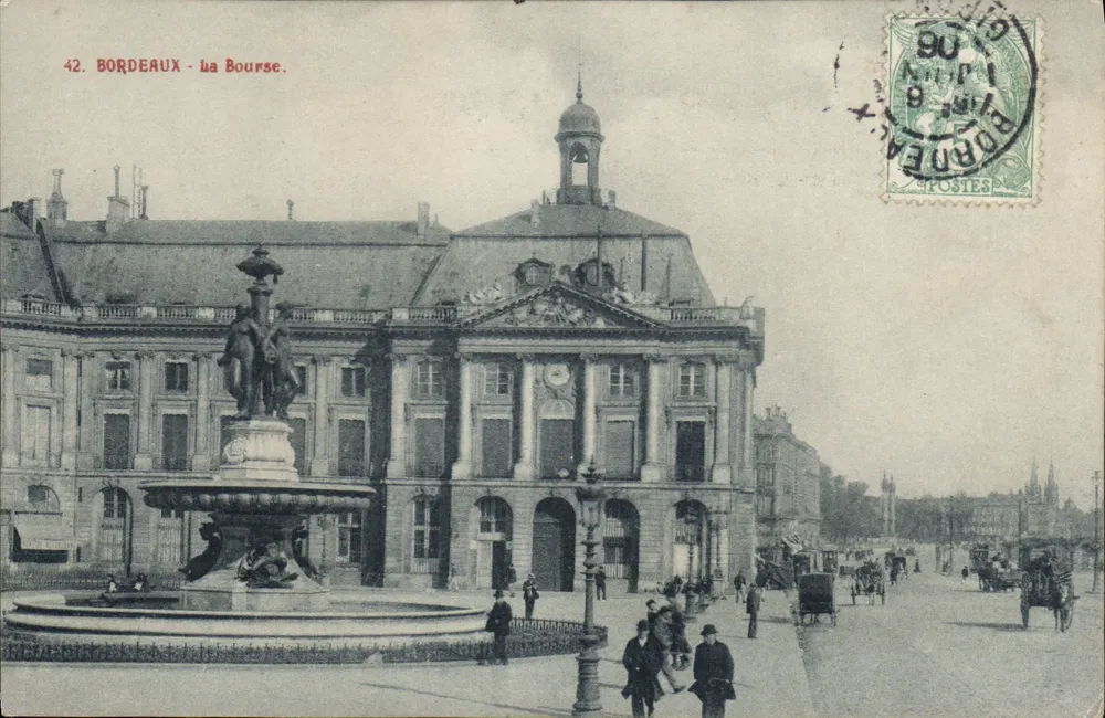 Bordeaux - A Bolsa — com fonte — Bilhete postal antigo n°42, editada por Phototypia, Bordeaux - Frente