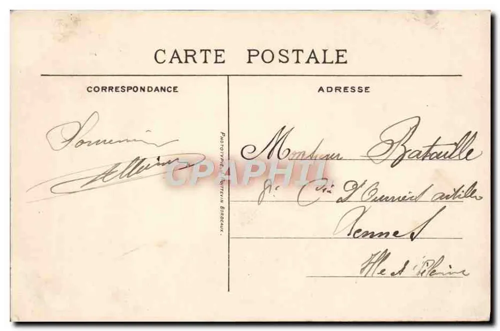 Bordeaux - A Bolsa — com fonte — Bilhete postal antigo n°42, editada por Phototypia, Bordeaux - Verso