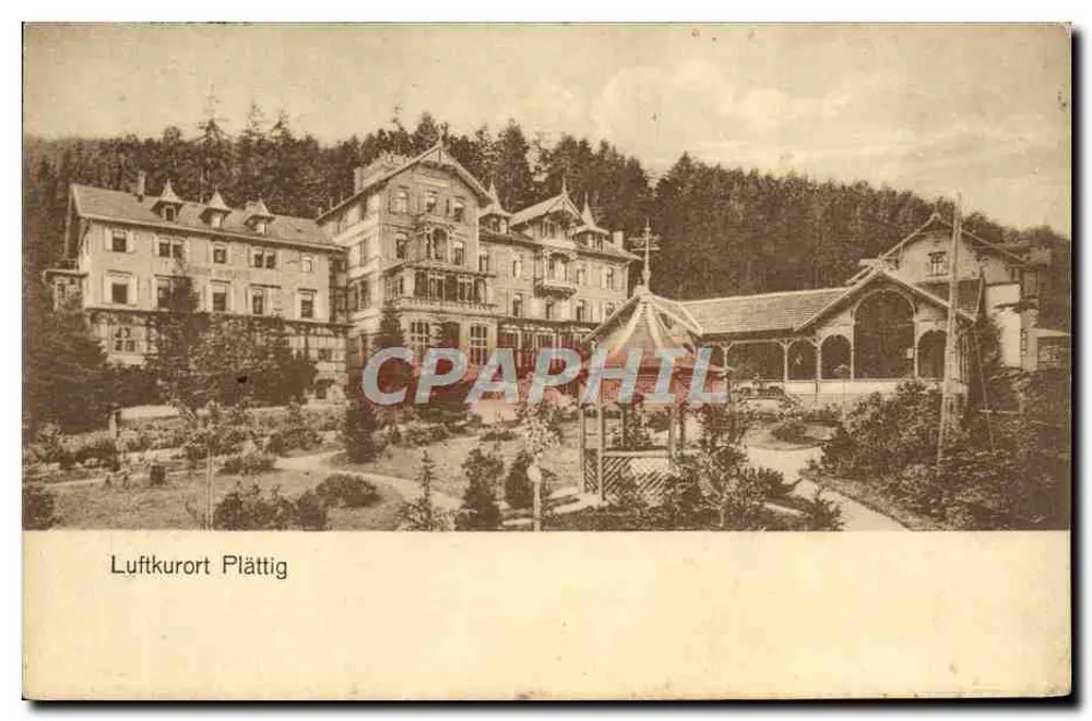 Luftkurort Plättig — vista do sanatório e de seu jardim — editor não identificado - Frente