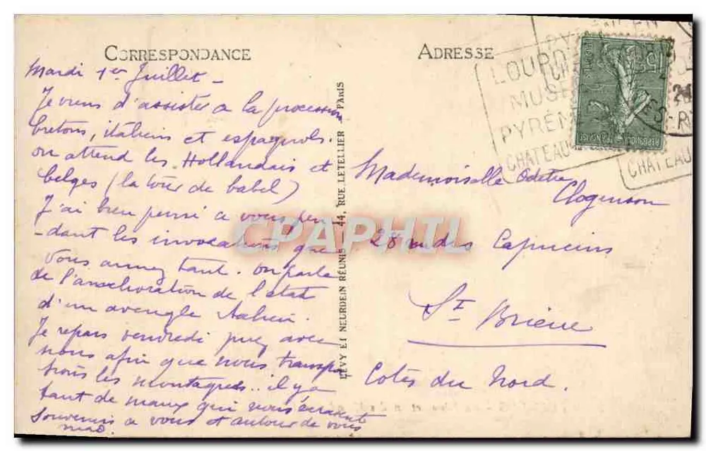 LOURDES - A Bênção dos Doentes - LL - Verso