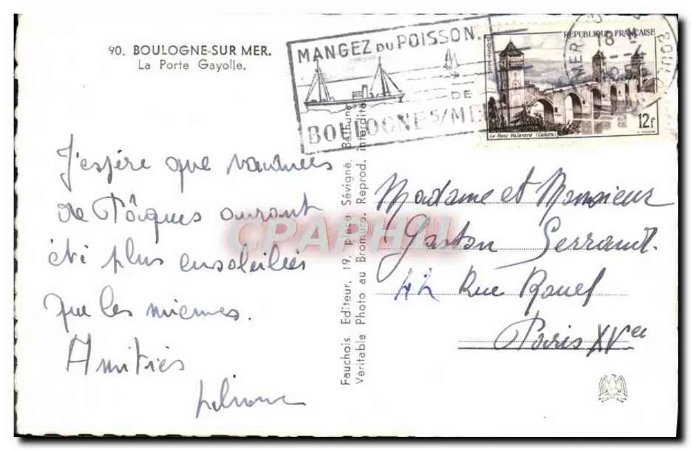 La Porte Gayolle — Boulogne-sur-Mer — Fauchois Éditeur, n°90 - Rückseite