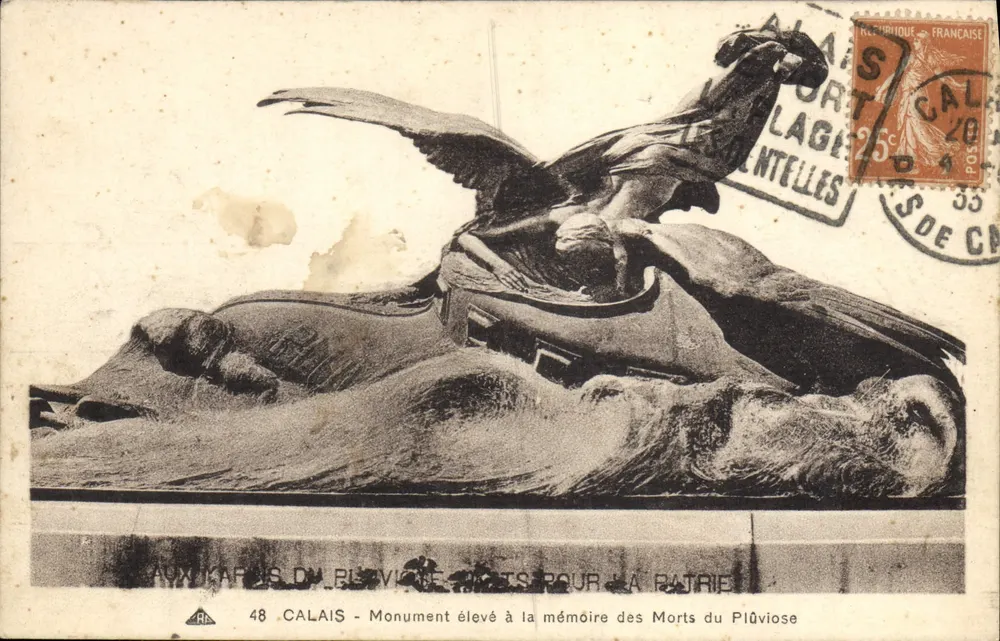 Calais — Denkmal errichtet in Erinnerung an die Toten des Plüviosse — Verleger R.P. n°48 - Vorderseite