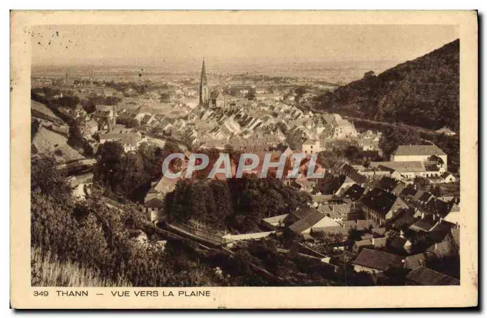 Thann — Vista para a Planície — Braun & Cie, imp.-edit. Haut-Rhin, n° 349 - Frente