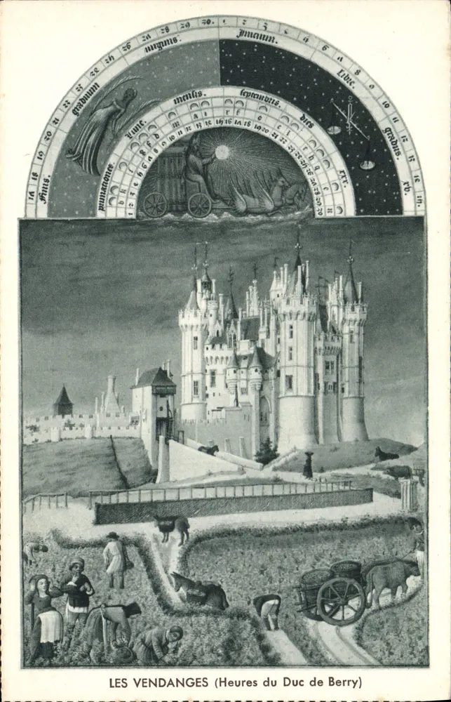 As Colheitas (Horas do Duque de Berry) — ilustração histórica — Innothéra, Foto Drager, Imp. Drager - Frente