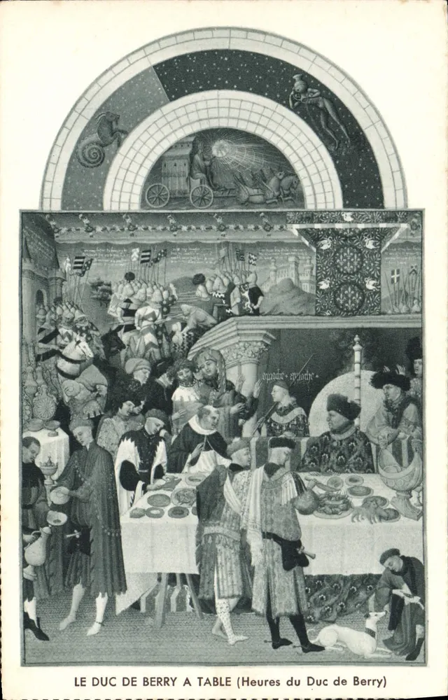 O Duque de Berry à mesa — (Horas do Duque de Berry) — Innothéra, Photo-Dresger, Imp. Drager - Frente