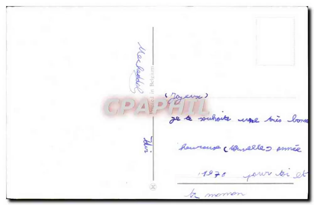 Criança segurando uma lanterna — cena invernal com pássaro — L. Dobón - Verso