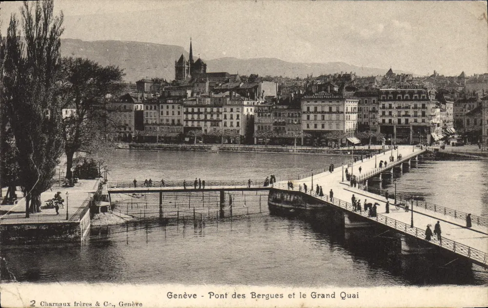 Genf - Pont des Bergues und Grand Quai — Verlag Charnaux frères & Co., Genf, Nr. 2 - Vorderseite