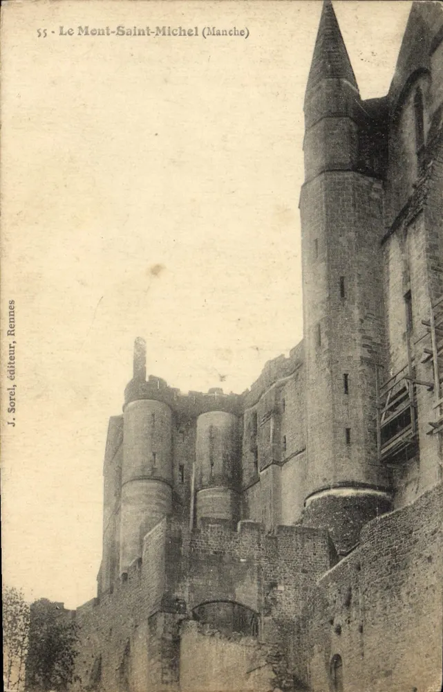 O Mont-Saint-Michel (Manche) — vista do castelo — J. Sorel, editor, Rennes, n°55 - Frente
