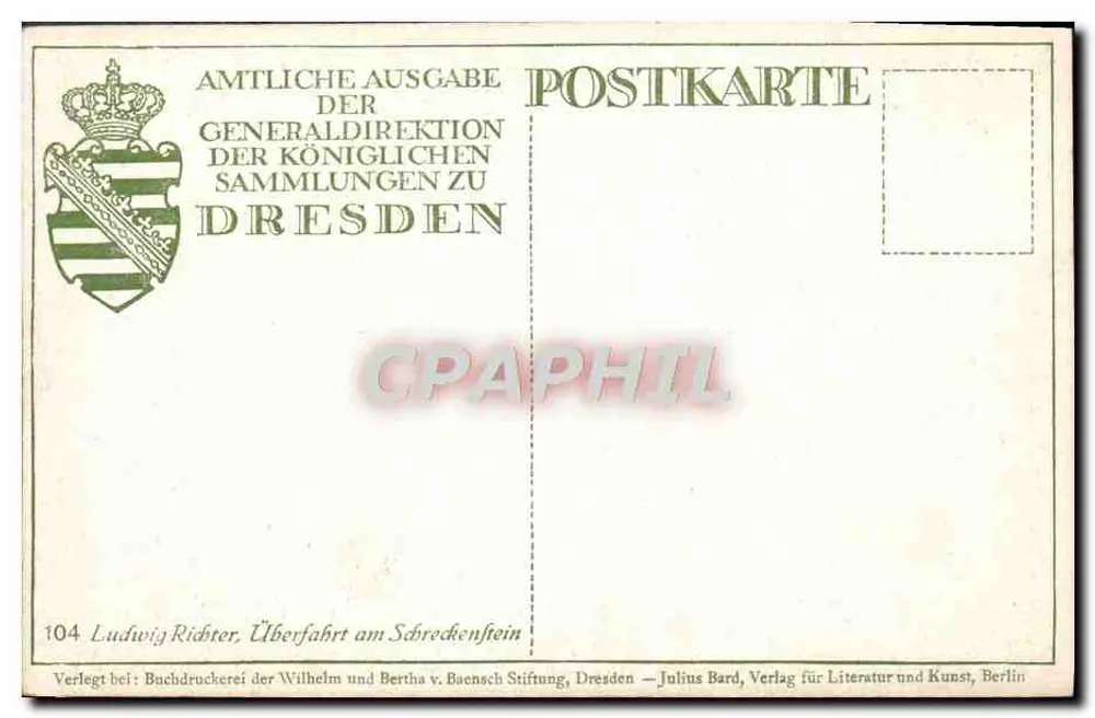 Überfahrt am Schreckenstein — Ludwig Richter — Amtliche Ausgabe der Generaldirektion der königlichen Sammlungen zu Dresden - Verso